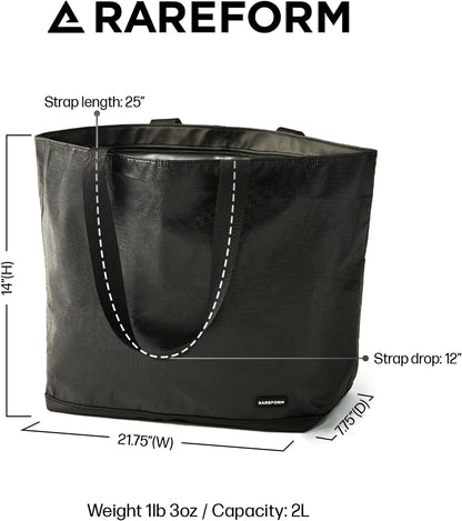 Rareform Large Zippered Blake Tote Bag | One-of-a-Kind, Water-Resistant, Recycled Billboard Vinyl | Color and Pattern Vary