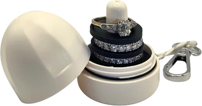 RING THING - Ring Holder Keychain, Jewelry Organizer and Storage, Portable Waterproof Ring Holder, Pill Box Keychain Container, Gym Accessory, and Travel Ring Case (Vanilla)