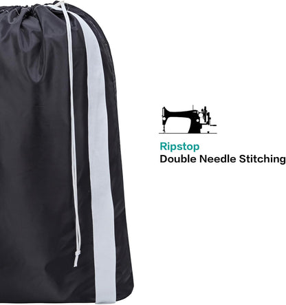 HOMEST XL Nylon Laundry Bag with Strap, Large Dirty Garments Organizer, Easy Fit a Hamper or Clothing Basket, Can Carry Up to 4 Loads of Clothes, Black