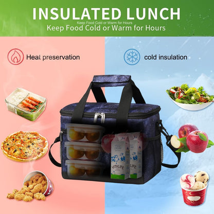 iknoe Large Foldable Cooler Bag, 8.5L Insulated Lunch Bag, Leakproof Lunch Cooler Tote with Multi-Bag Design Suitable for Beach, Picnic and Office Use, Galaxy 15-Can