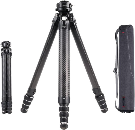 Falcam TreeRoot F38 Pro Carbon Fiber Tripod, 61" Quick Lock Travel Tripod with 360° Ball Head, 5kg Load, F22 Interfaces, 1/4" Screw, Carry Strap Holes for DSLR, Mirrorless, and Video Cameras