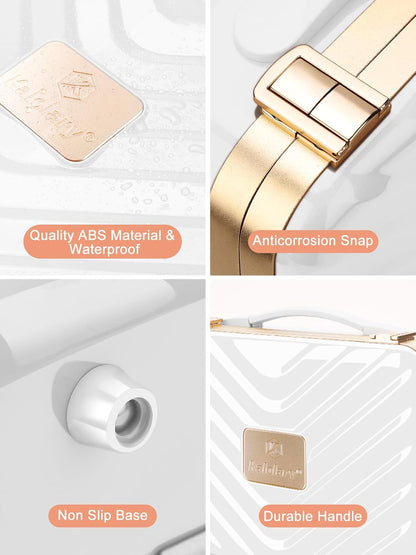 Kalolary Travel Makeup Train Cases with Lighted Mirror 3 Color Setting, Makeup Bag Cosmetic Case Organizer Adjustable Brightness Portable Makeup Storage Box For Makeup Brushes Accessories Tools,White