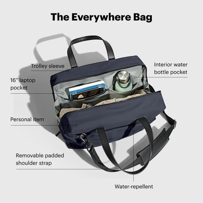 Away Everywhere Bag, Padded Laptop Sleeve, Water Resistant For Every Day Use, Removable Shoulder Strap, Daily Work Bag, Travel Essential Approved Personal Item, Navy Blue