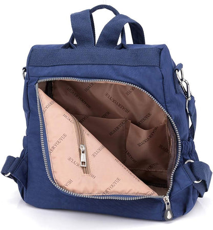MINTEGRA Women Shoulder Backpack Multi-Pocket Nylon Purse Large Capacity Waterproof Casual Daypack