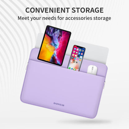 RAINYEAR Laptop Sleeve Case 13.3 Inch, Protective Portable Case with Front Pocket, Briefcase Handbag Laptop Bag Compatible with MacBook Air/Pro 13-13.3 inch, MacBook Pro 14 inch, Purple