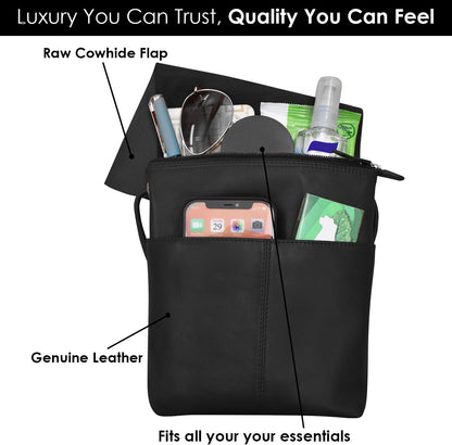 ili New York Leather Mini Sac Crossbody - Genuine Leather Crossbody Bags for Women with RFID Blocking, Adjustable Strap