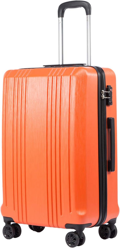 Coolife Luggage Suitcase PC+ABS with TSA Lock Spinner Carry on Hardshell Lightweight 20in 24in 28in(orange, M(24IN))