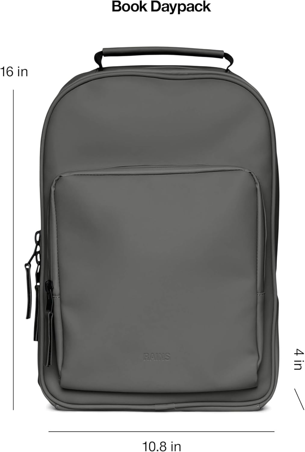 RAINS Regular Book Daypack, Backpack, Laptop Bag, Waterproof, 2 Year Warranty, Black