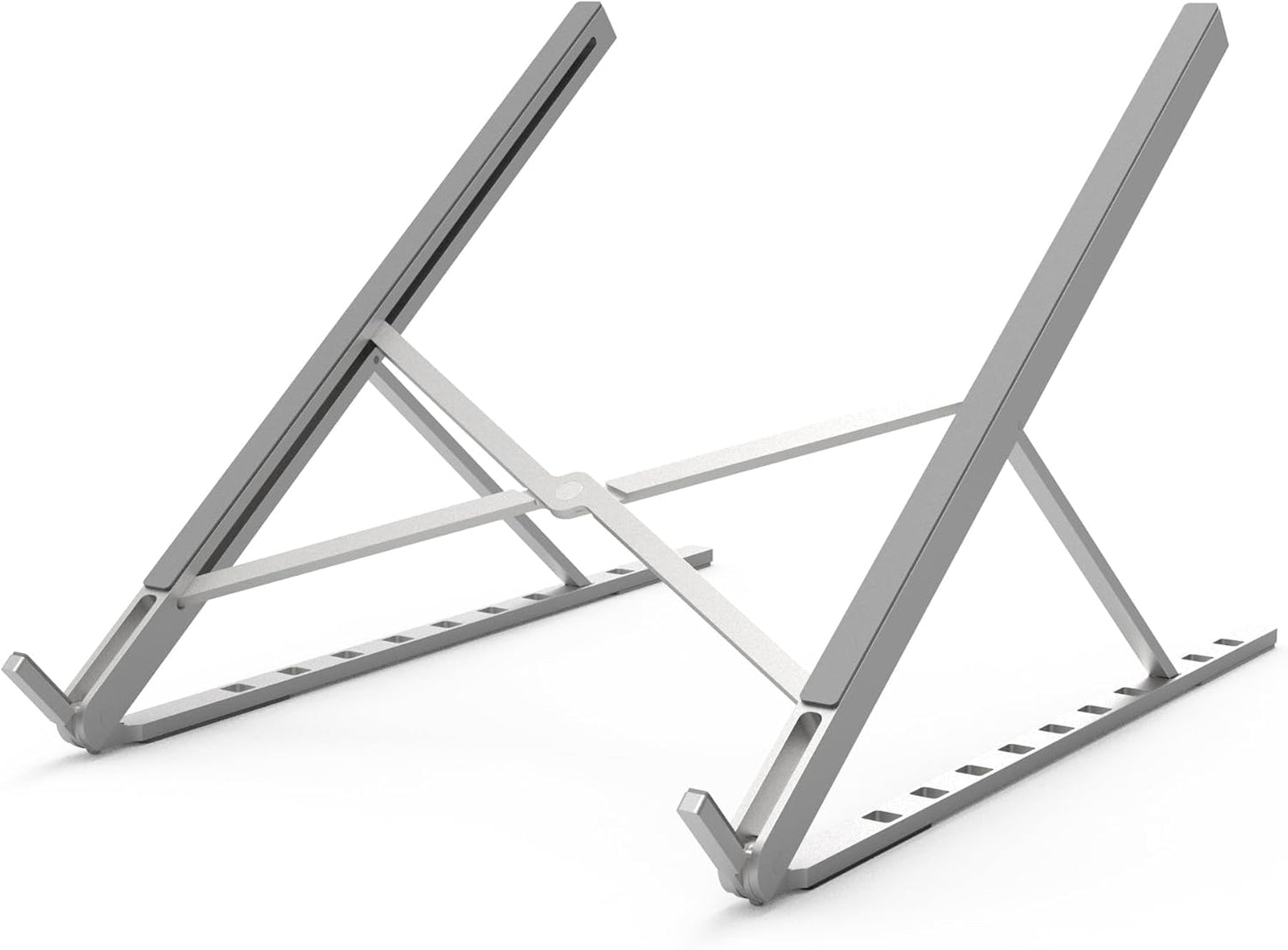 Aluminum Laptop Stand for Desk, Foldable Ventilated Cooling Notebook Stand, Adjustable Portable Laptop Holder, Compatible with 11" - 17.3" MacBook Pro Air, HP and Other laptops（Silver）
