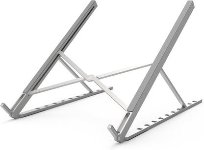 Aluminum Laptop Stand for Desk, Foldable Ventilated Cooling Notebook Stand, Adjustable Portable Laptop Holder, Compatible with 11" - 17.3" MacBook Pro Air, HP and Other laptops（Silver）