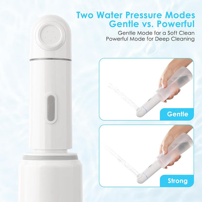 Portable Electric Travel Bidet, 450ML Electric Sprayer Bidet with Built-in Body for Easy Storage, Two Pressure Modes for Personal Hygiene Cleaning for Women and Men, White