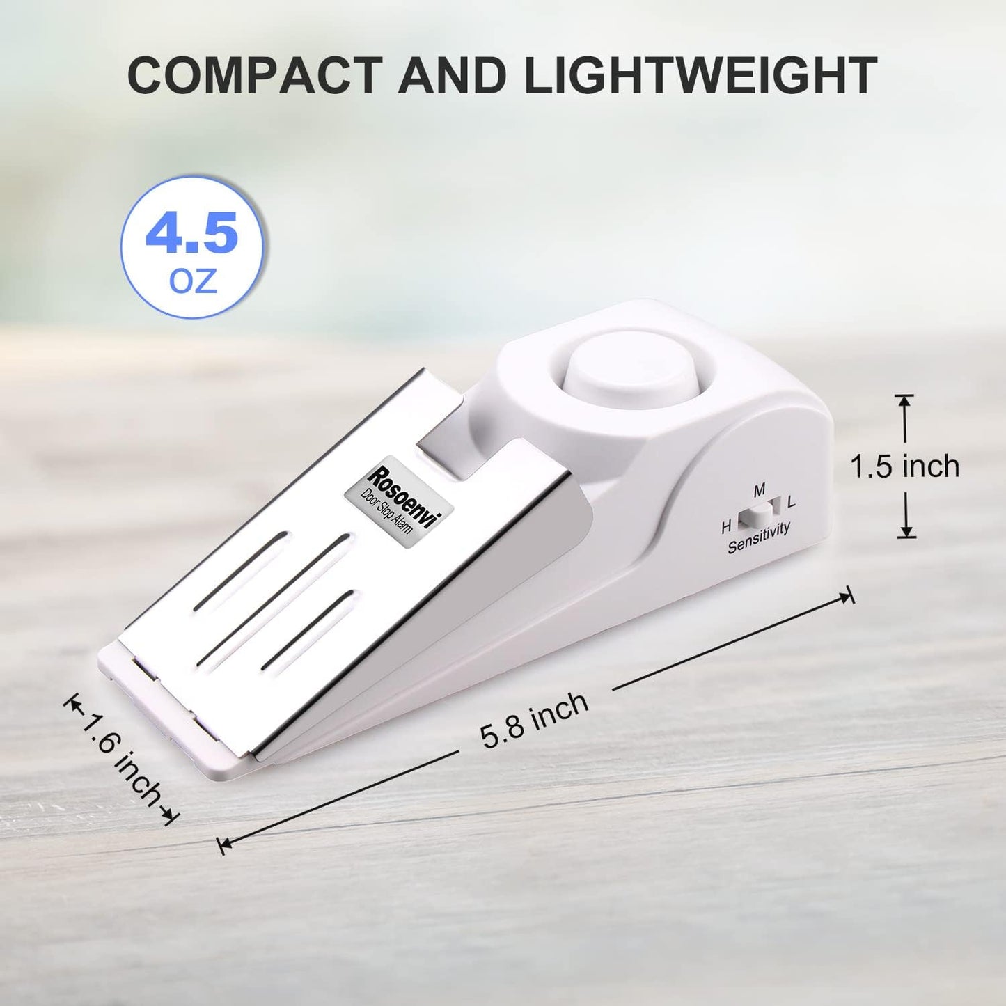 2 Pack Door Stop Alarm, Door Stopper with 120DB Security Alarm, Floor Wedge Door Stop Siren, Door Security Devices for Traveling, Apartment, Hotel and Home, White