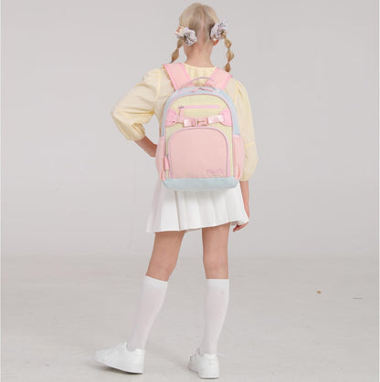 Lightweight Cute Kids Backpack for School Kindergarten Elementary Backpacks for Gilrs ages 6-8-10 (Pink Cream Celeste)