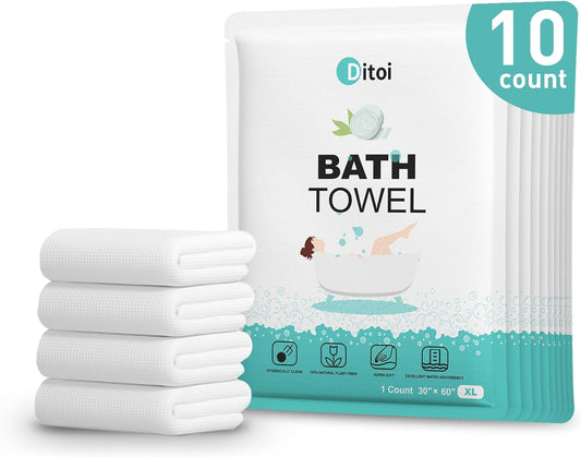 Disposable Bath Towels,Extra Large Beach Towels 30"X60", Camping Towels for Travel Hotel, Soft Quick Dry Shower Tissue for Body,Gym Sports,Beach (XL,10 Count)