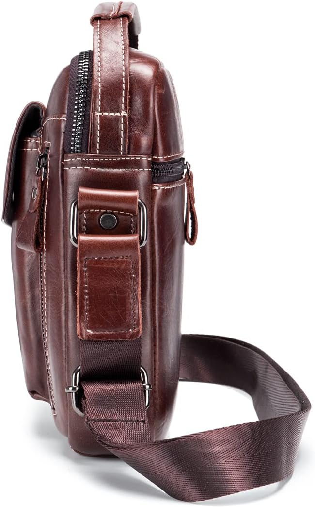 KPYWZER Genuine Leather Shoulder Bag Small Men Messenger Pack Handbag Sling Crossbody Bag Man Purse for Business