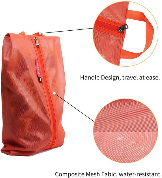 pack all Shoe Bag for Travel, Water-Resistant Shoe Pouch for Gym, Odor-Resistant Soccer Cleats Bag for Sport (Orange, 1-Pack)