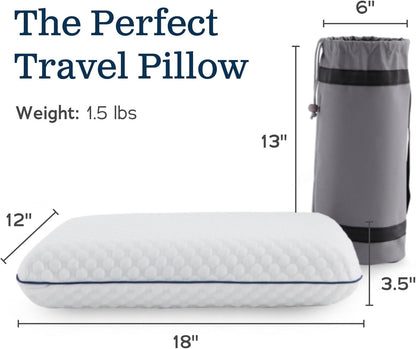 WEEKENDER Gel Memory Foam Camping Pillow - Travel Essentials & Must Haves - Camping Gear & Accessories - Contouring Neck Support - Small Size Compatible for Car, Airplane, and Beach - 1 Pack