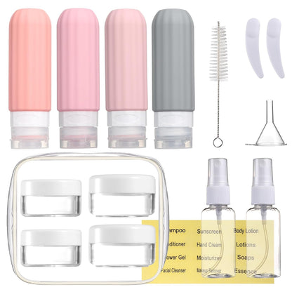 16 Pack Travel Bottles Set for Toiletries, Leakproof Travel Containers for Toiletries TSA Approved Silicone Travel Accessories Squeezable Refillable 3oz for Shampoo Conditioner Lotion