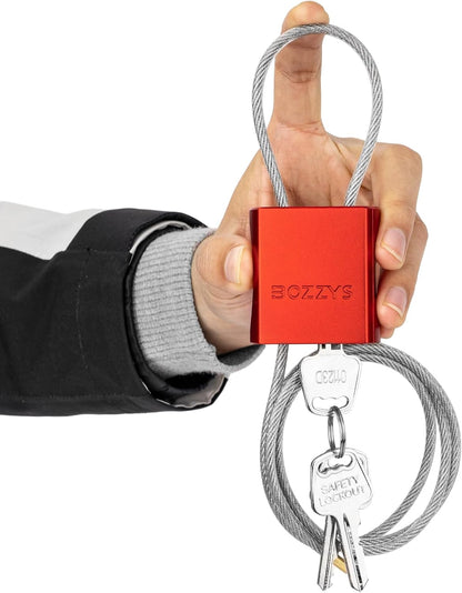 Adjustable Cable Locks with 3 Keys | 3.28ft L x 1/6in D Aluminum Steel Cable Padlock for Bikes, Gate, Lockers & Outdoor Gear | Keyed Different & Red