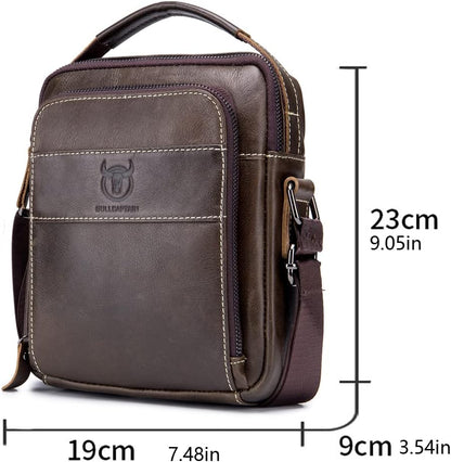 KPYWZER Genuine Leather Shoulder Bag Small Men Messenger Pack Handbag Sling Crossbody Bag Man Purse for Business
