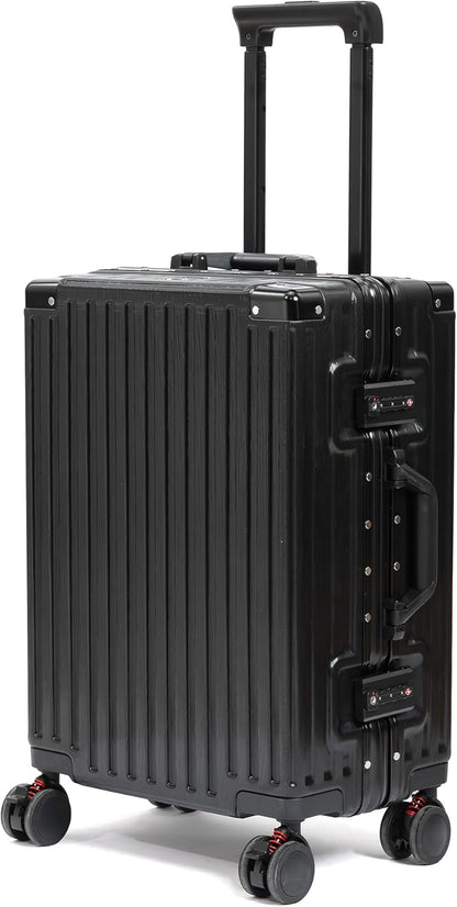 UrbanExporer 24 Inch Check In Hardside Zipperless Luggage with TSA Locks – Aluminum Frame Suitcase with Spinner Wheels, Cup Holder, Lightweight Travel Luggage for Business & Leisure Trips, Black