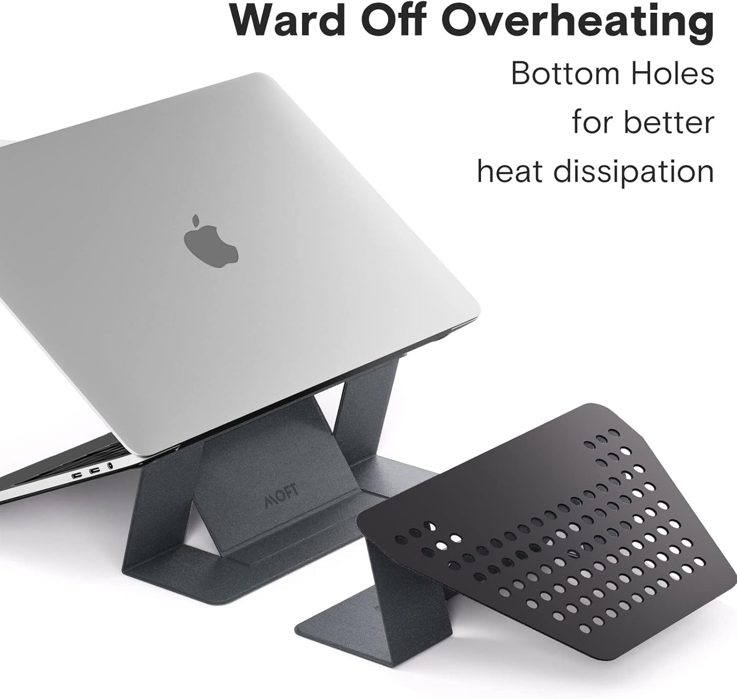 MOFT Laptop Stand for Desk, Stick-On Computer Stand with Dual-Angle, Ergonomic Laptop Riser Holder for Travel, Foldable & Portable MacBook Stand Fits 11.6"-16" Laptops, Starry Grey (Adhesive Version)