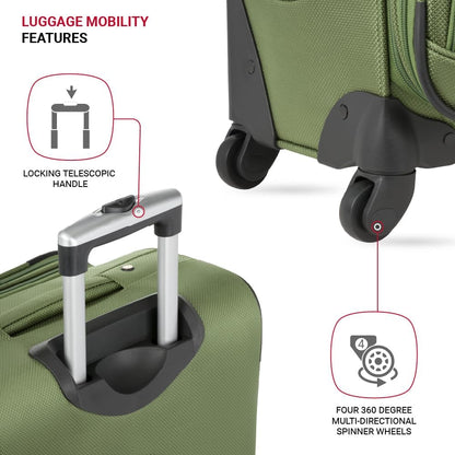 SwissGear Sion Softside Expandable Luggage, Evergreen, Checked-Medium 25-Inch