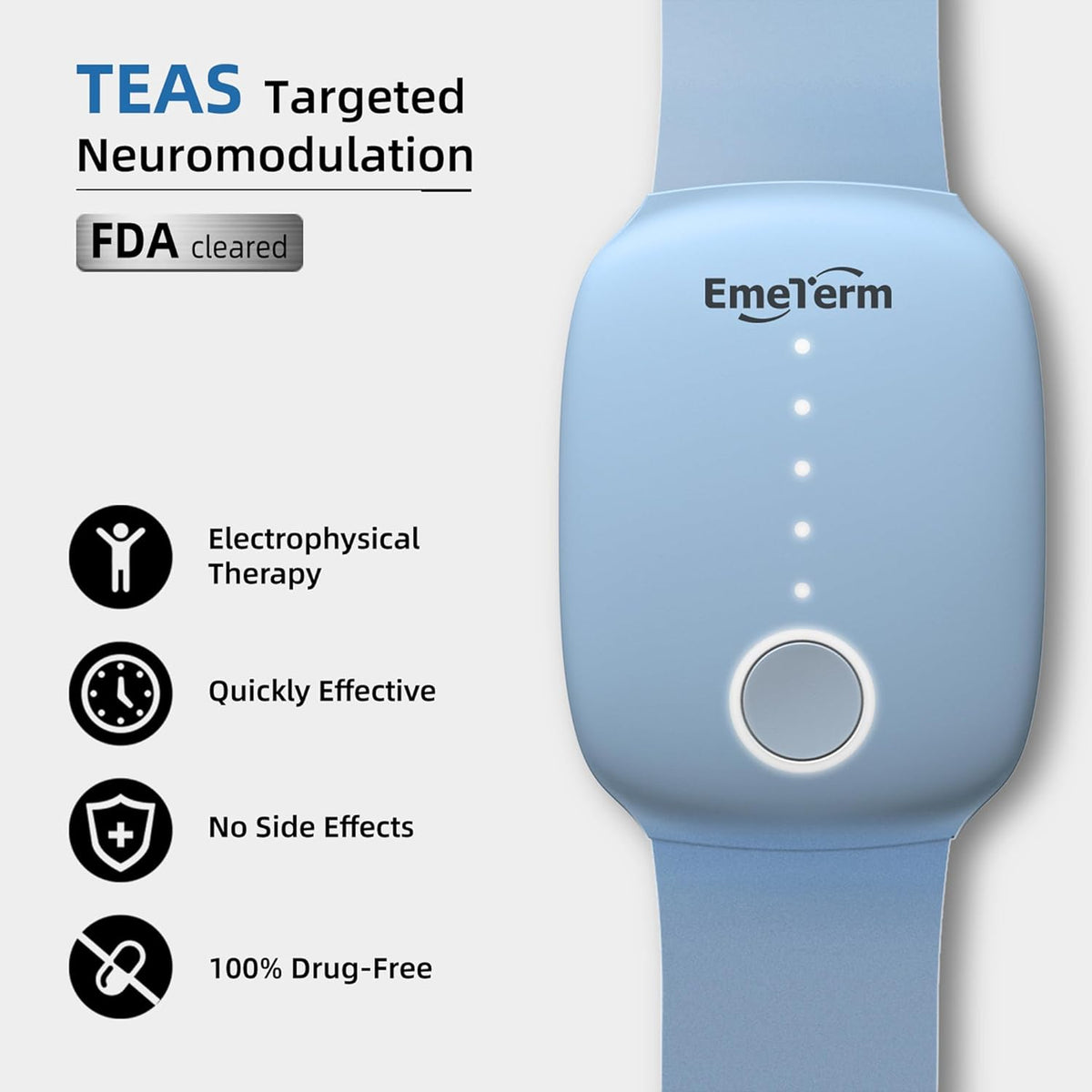 EmeTerm Fashion Anti-Nausea Wristband Relieve Morning Motion Travel Sickness Rechargeable Drug Free Bands Without Side Effects - Extra 2pack Conductive Gel (Blue - Extra 2pack Conductive Gel)