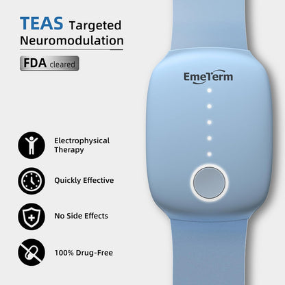 EmeTerm Fashion Anti-Nausea Wristband Relieve Morning Motion Travel Sickness Rechargeable Drug Free Bands Without Side Effects - Extra 2pack Conductive Gel (Blue - Extra 2pack Conductive Gel)