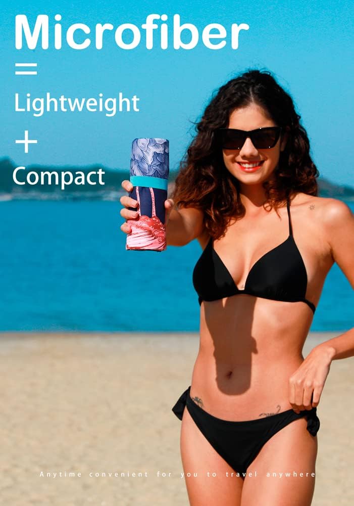 4 Pack Microfiber Lightweight Beach Towel Sand Free Quick Dry Absorbent Thin Compact Towels for Swimming Pool Camping Beach Accessories Large Easy Pack Travel Things for Vacation Essentials Gift