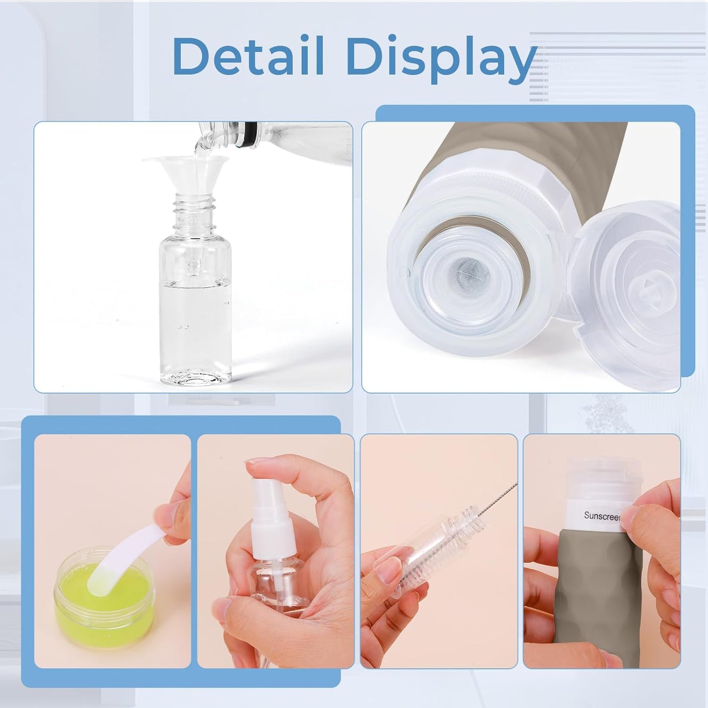 16pack Travel Bottles for Toiletries, TSA Approved Travel Size Containers Set, Leak Proof Refillable Liquid & Creams Toiletries Accessories Kit W/Toiletry Bag (Cream)