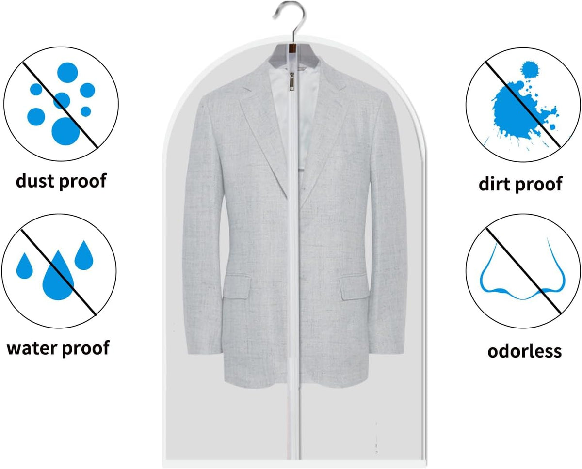 Clear Garment Bags Clothes Covers Protecting Dusts (set Of 12) For Storage Plastic Garment Bags Hanging Clothes Bags with Zipper Gown Garment Bag for Long Dresses - 24'' X 60''/12 Pack