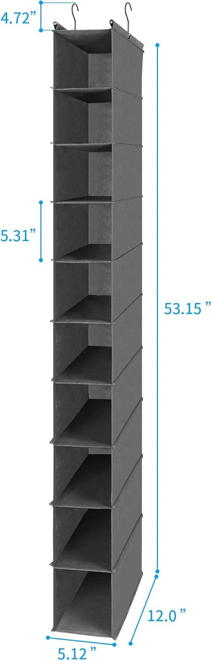 MAX Houser 10-Shelf Hanging Shoe Shelf Organizer, Hanging Shoe Storage for Closet,Pack of 2(Grey)