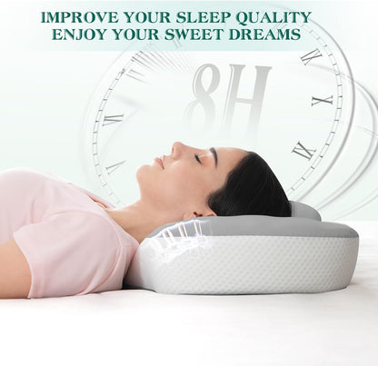 Cervical Pillow for Neck and Shoulder Support, Ergonomic Memory Foam Contour Pillows with Adjustable Dual Heights & Breathable Cover for Side Back Stomach Sleepers(Grey)