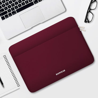 RAINYEAR Laptop Sleeve Case 13.3 Inch, Protective Portable Case with Front Pocket, Briefcase Handbag Laptop Bag Compatible with MacBook Air/Pro 13-13.3 inch, MacBook Pro 14 inch, Red