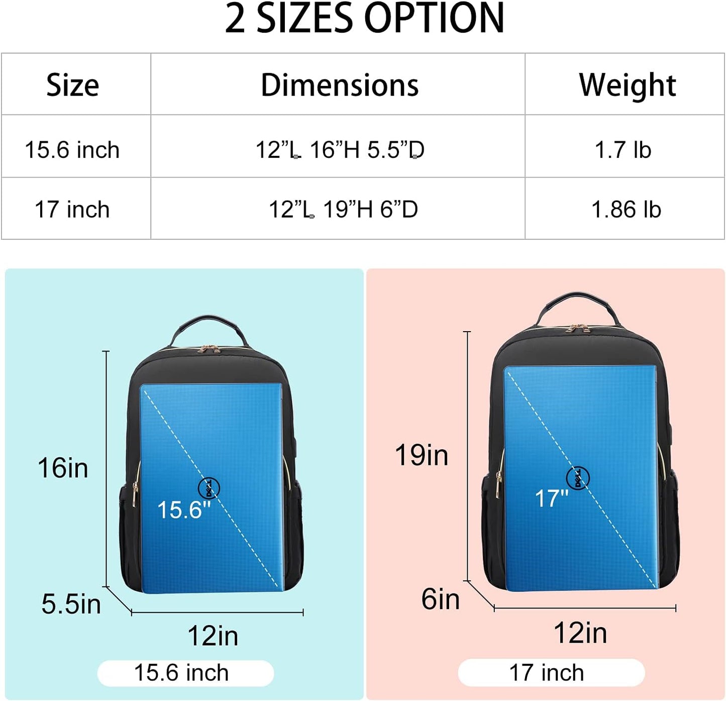 LOVEVOOK Laptop Backpack Purse for Women, Work Travel Computer Bags, Quilted Casual College Daypack with USB Port, Fit 15.6 Inch Laptop, Black