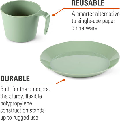 GSI Outdoors Cascadian 1 Person Table Set I 6-Piece Camping, Backpacking Mess Kit, Plastic BPA Free, Plate, Bowl, Mug, Cup & Cutlery Set