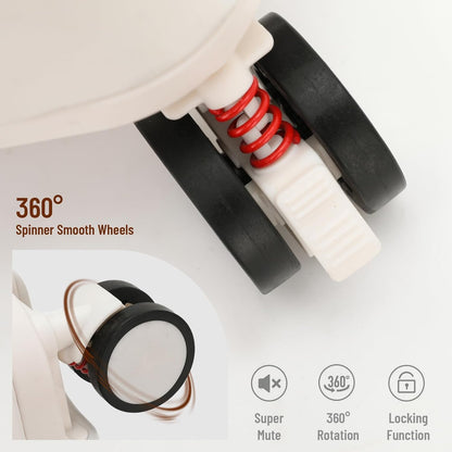 22 Inch TSA Lock Luggage with Seat for Adults and Kids,Check in Lockable Spinner Wheels Suitcase with Belt and Cover (TSA Luggage with Child Seat White)