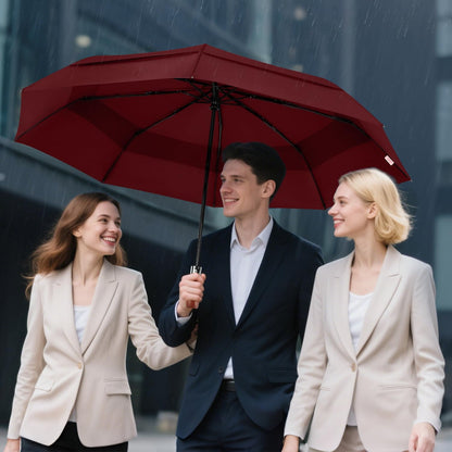 Lejorain Large Folding Golf Umbrella - Compact Mens Umbrellas Travel Rain and Windproof 54inch Collapsible Automatic Open Close Umbrella 210T Teflon Vented Double Canopy