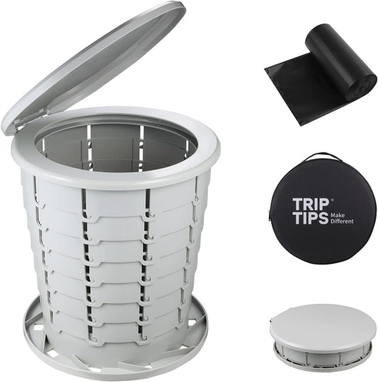 TRIPTIPS Upgrade Retractable Portable Toilet Travel Toilet Adjustable Height Camping Toilet Portable Potty for Adults Kids, Foldable Portable Toilet for Camping/Car