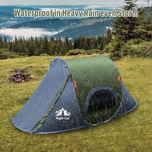 Night Cat Pop-up Camping Tent: 1 Person Tent Waterproof Instant Easy Setup Outdoor Tent