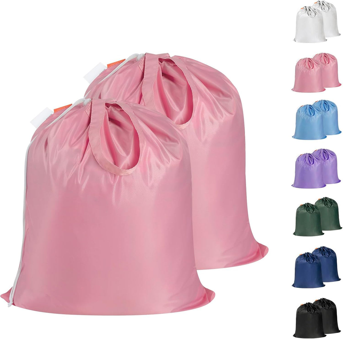 Polecasa Small Heavy Duty Laundry Bag with 130gsm Tear Resistant Fabric and Handles, Easy to Carry Durable Dirty Clothes Drawstring Bag, Perfect for College Dorm, Travel, 2 Pack 21”x24”,Pink