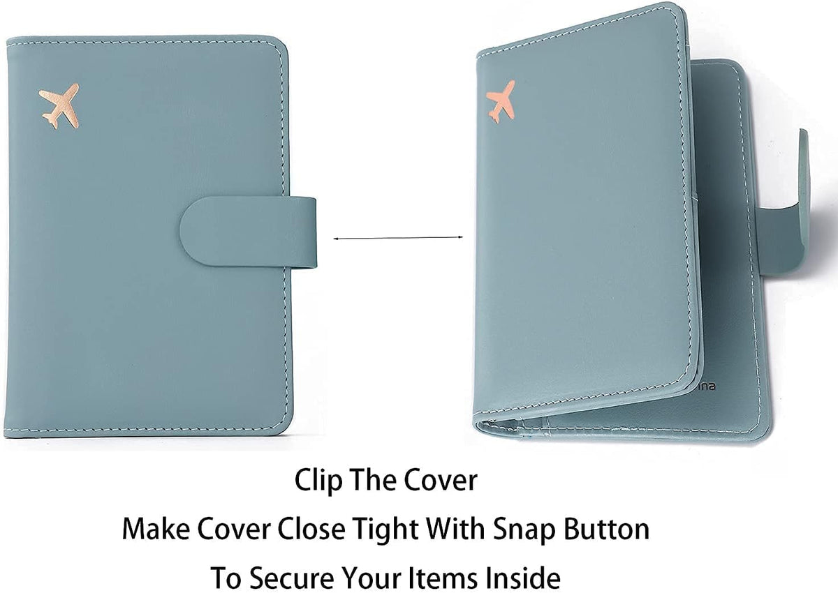 Melsbrinna Premium Leather Passport Holder Covers Case, Waterproof Rfid Blocking Travel Wallet Passport Holder with Pen Holder, Cute Passport Book for Women/Men