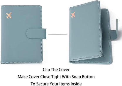 Melsbrinna Premium Leather Passport Holder Covers Case, Waterproof Rfid Blocking Travel Wallet Passport Holder with Pen Holder, Cute Passport Book for Women/Men