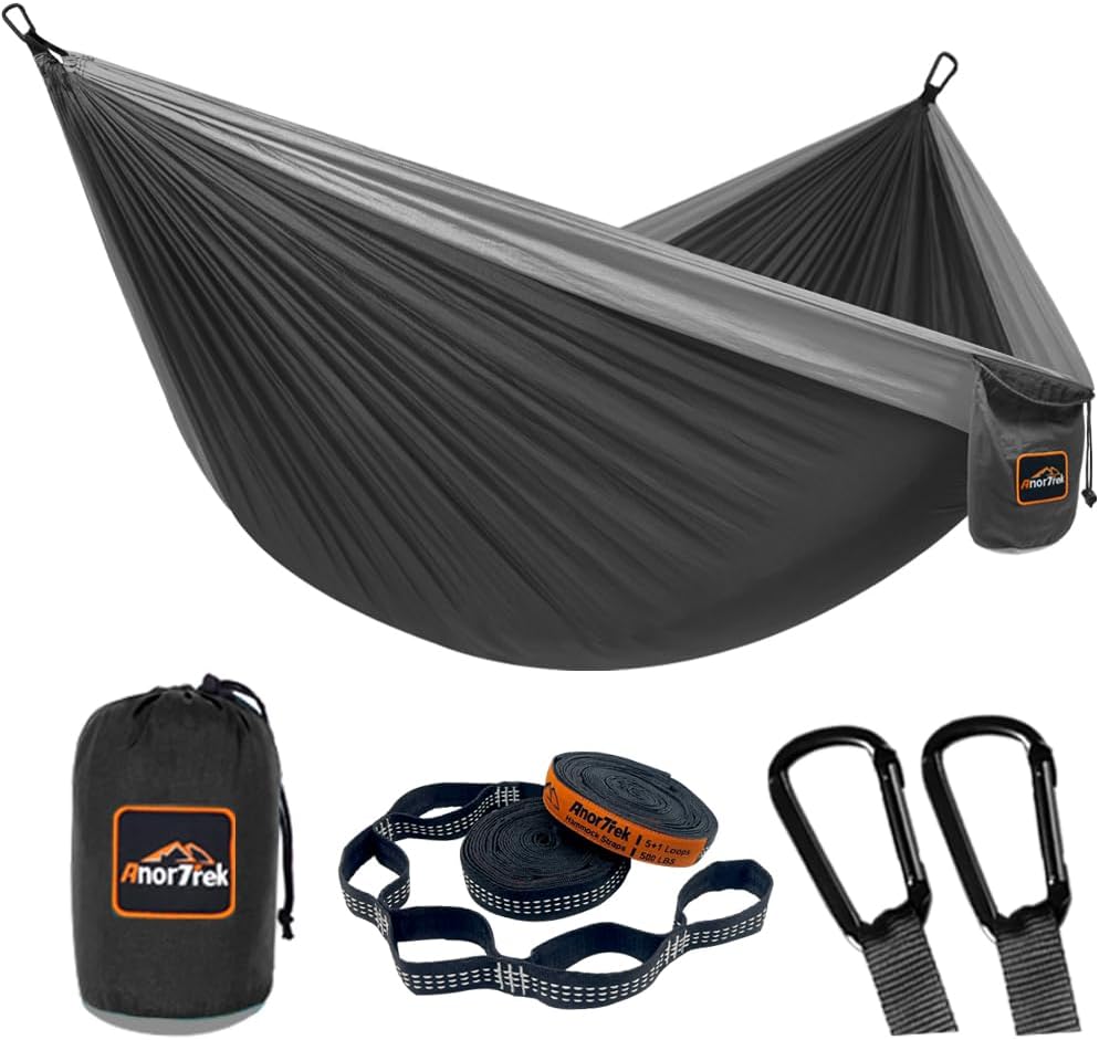 Camping Hammock, Super Lightweight Portable Parachute Hammock with Two Tree Straps Single or Double Nylon Travel Tree Hammocks for Camping Backpacking Hiking