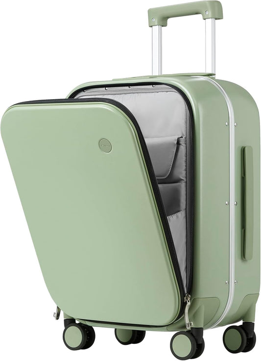 mixi Luggage Suitcase with Spinner Wheels, 24'' Checked Travel Luggage Aluminum Frame PC Hardside with TSA Lock & Cover - Avocado Green