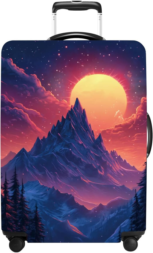 Luggage Cover Washable Suitcase Protector Anti-scratch Suitcase cover Fits 20-34 Inch Luggage (Snow mountain, XL(32-34inch suitcase))