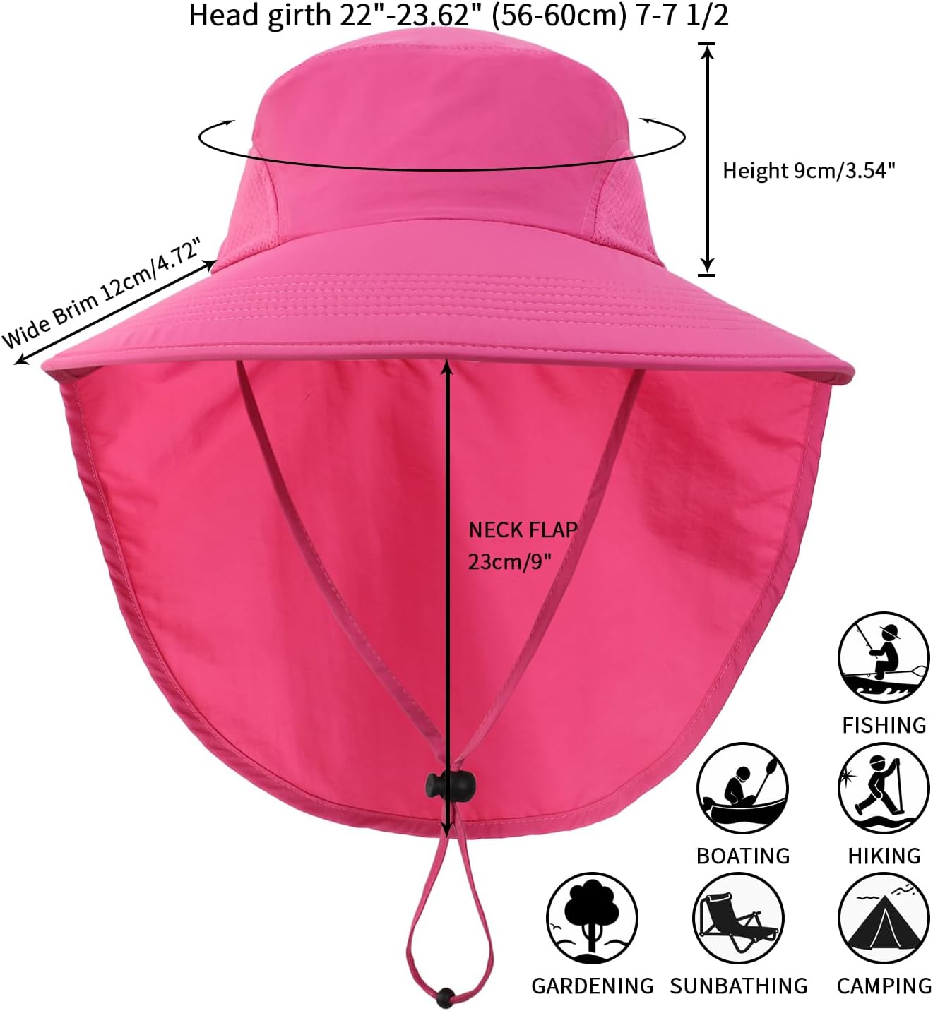 Home Prefer Outdoor UPF50+ Sun Hat Wide Brim Mesh Fishing Hat with Neck Flap