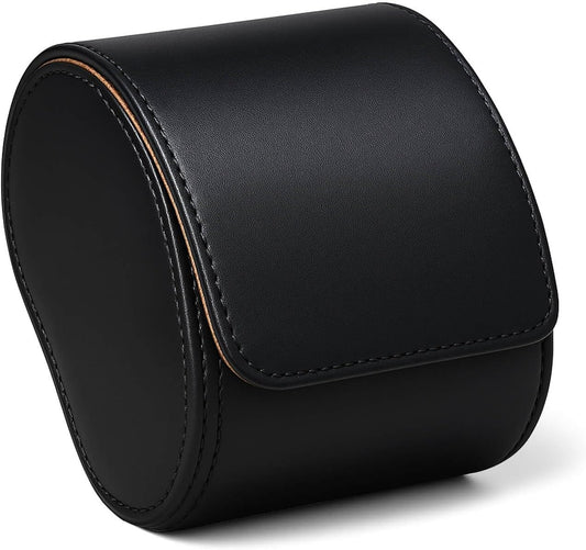 Homde Travel Watch Box Leather: Traveling Case for Men - Luxury Watch Roll for Wristwatch on the Go (black, S)