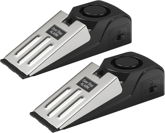 HOSOM 2 Pack Door Stop Alarm for Home & Travel Safety, 120dB Loud Siren Door Stoppers Security Device, Portable Anti-Slip Door Stop Wedge for Apartment, Hotel, Great for Travelers